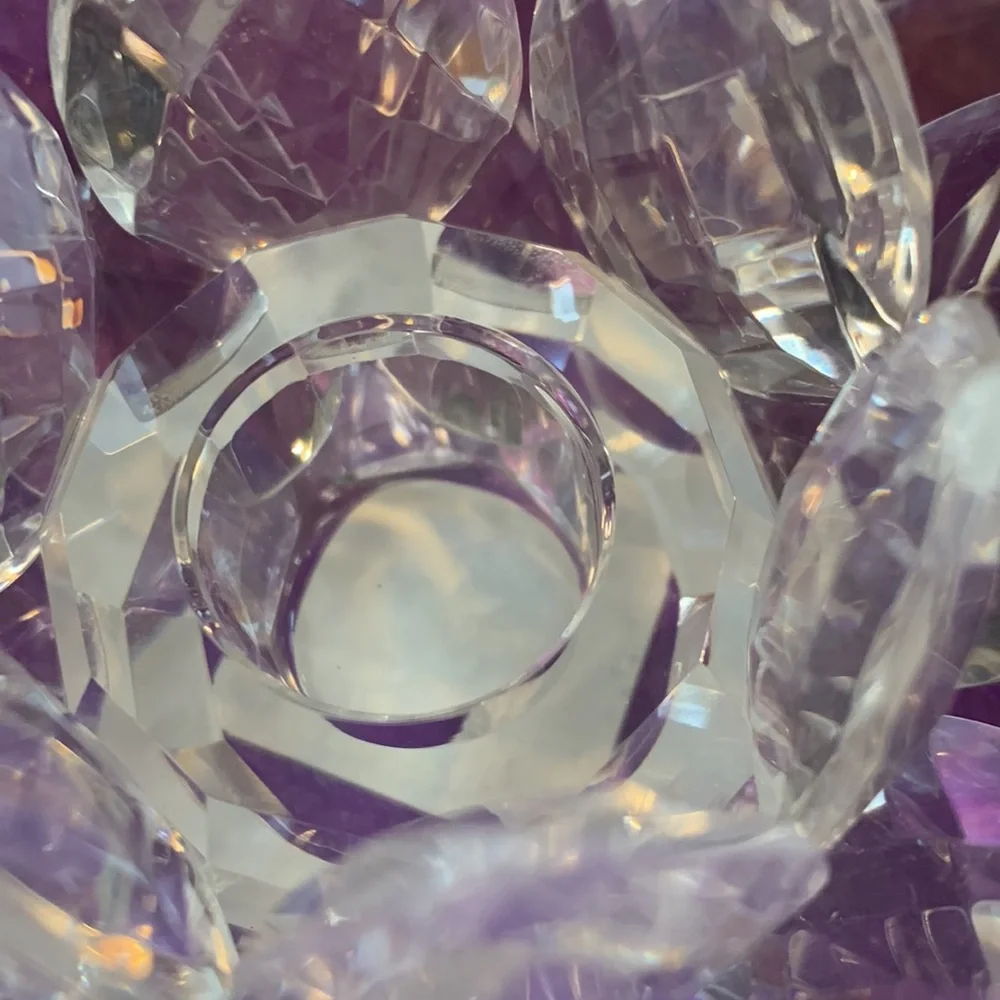 Pair of new in box crystal lotus candleholders